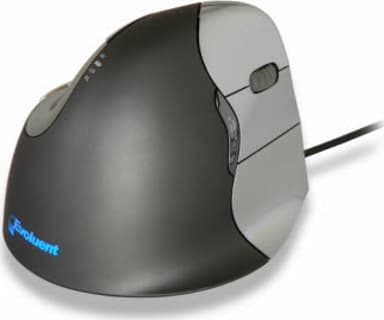 Evoluent Vertical Mouse 4 Ergonomic Right USB-A Mus Svart, Grå, Sølv