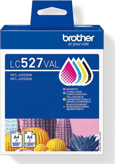Brother Inktwaarde pakket (Cyaan/Magenta/Geel/Zwart) 527VAL 1x1,3K (Z) / 3x900 pagina's (C/M/Y)