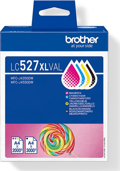 Brother Blækpatron Pakke (Cyan/Magenta/Gul/Sort) 527XLVAL 1x3K (BK) / 3x2K (C/M/Y) 