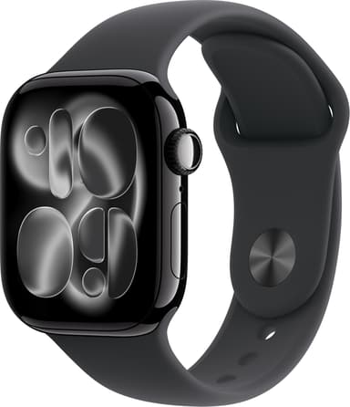 Apple Watch Series 11 GPS + Cellular 42mm Jet Black Aluminium Case with Black Sport Band - S/M 