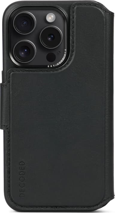 Decoded Leather Detachable Wallet iPhone 15 Pro Zwart