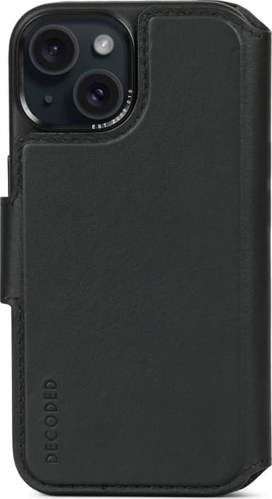 Decoded Leather Detachable Wallet iPhone 13, iPhone 14, iPhone 15 Noir, Svart