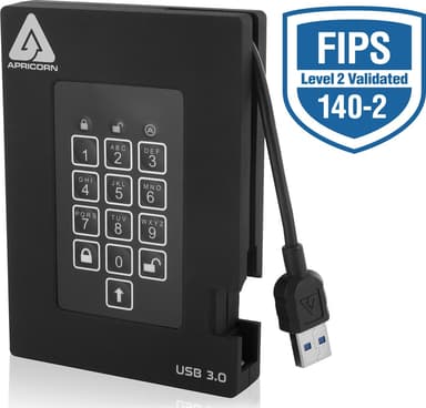 Apricorn Padlock fortress 2TB Svart