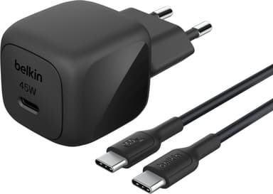 Belkin 45W USB PD Compact Wall Charger + USB-C Cable 1m Svart