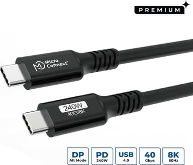 Microconnect 240W USB4 2m USB-C USB-C Musta