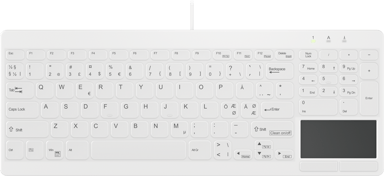 Contour Design Active Key QuickClean Medical IP68 Touchpad Compact Kablet Nordisk Tastatur