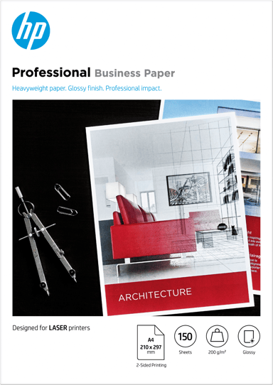 HP Papper Professional Glossy A4 200g Laserjet 150 Ark 