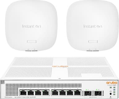 HPE Instant On 1930 8G 2SFP 124W-svitsj + 2 × Instant On AP22 WiFi 6 