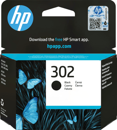 HP Blæk Sort 302 