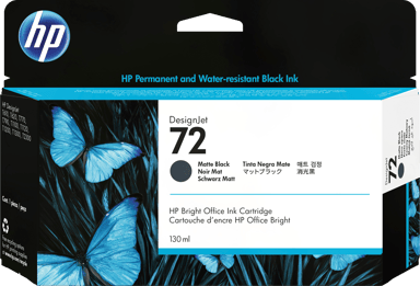 HP Muste Matta Musta No.72 - T1100 130ml 