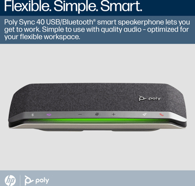 HP Poly Sync 40+ voor Microsoft Teams gecertificeerde USB-A USB-C speakerphone +BT700 USB-A adapter 