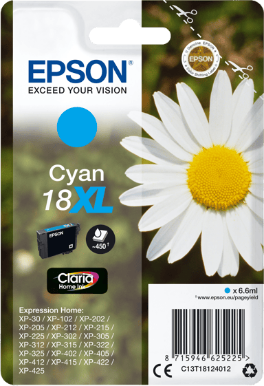 Epson Daisy 18XL Tusensköna, Claria Home-bläck, Single‚ cyan 