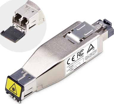 Startech StarTech.com Gigabit-dongel för fiber till RJ45 Ethernet-mediakonverterare, optiskt enkelläge 10 km/multiläge 800 m, PoE-driven, kompakt design, metallhölje, Micro Mini, TAA 