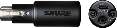 Shure MVX2U audiotallennuksen liittymä 
