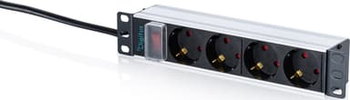 Digitus DN-95418-S grenuttag 4 AC-utgångar 1U Svart, Silver