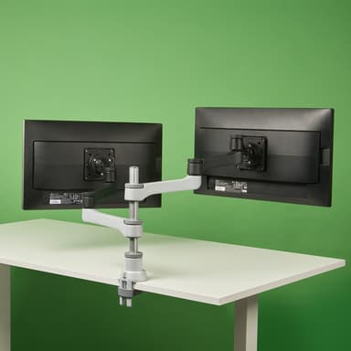 R-Go Tools Monitorarm R-Go Zepher, verstelbare dubbele monitorarm, 100% circulair, tot 8 kg draagvermogen, zwart