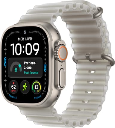 Apple Watch Ultra 4 GPS + Cellular 49mm Natural Titanium Case with Translucent Grey Ocean Band 