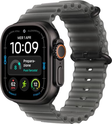 Apple Watch Ultra 4 GPS + Cellular 49mm Black Titanium Case with Translucent Black Ocean Band 