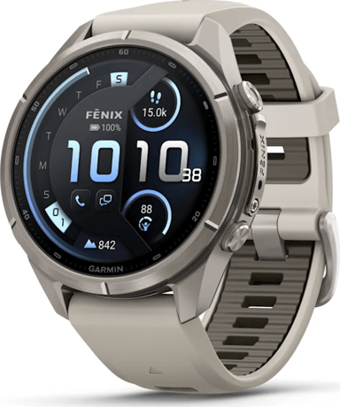 Garmin Fenix 9 Pro 43 inReach Titanium with Fog Grey/Dark Sandstone Silicone Band