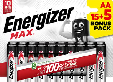 Energizer Max Alkaline AA 15+5-Pack 