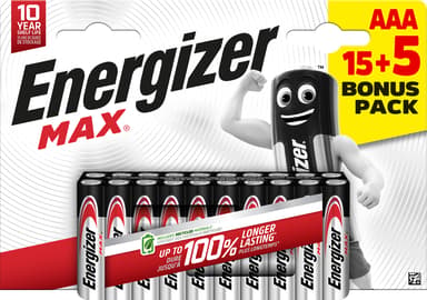 Energizer Max Alkaline AAA 15+5-Pakke 