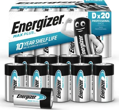 Energizer Batteri Max Plus Alkalisk D 20-Pack