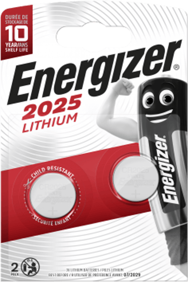 Energizer Knappecell Litium CR2025 3V 2-Pack