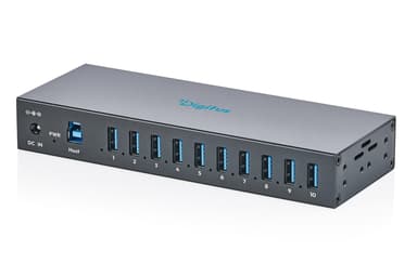Digitus USB 3.2 Gen 1 Industrial Hub, 10-Port 2 x USB 3.2 Gen 1 (3.1 Gen 1) Type-B 5000 Mbit/s Svart