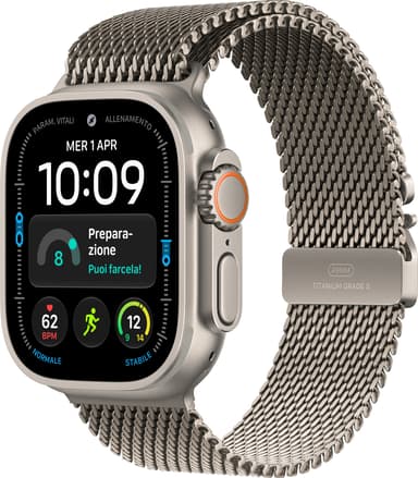 Apple Watch Ultra 4 GPS + Cellular 49mm Natural Titanium Case with Natural Titanium Milanese Loop - M