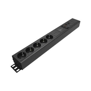 Axessline Pistorasiapaneeli 5x Virta (Tyyppi F) 2x RJ45 1x HDMI 3x USB-C Musta