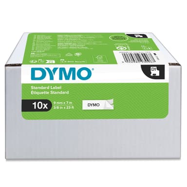 Dymo Teippi D1 9mm Musta/Valkoinen 10-Pack 