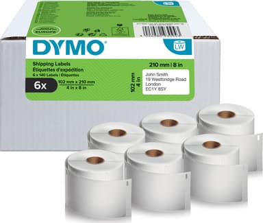 Dymo Labels Verzending 102x210mm Wit 140st/Rol 6-Pack 
