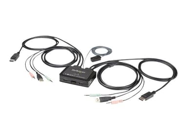 Startech 2-poorts USB 4K 60Hz DisplayPort KVM switch met 1,2 m geïntegreerde kabels 