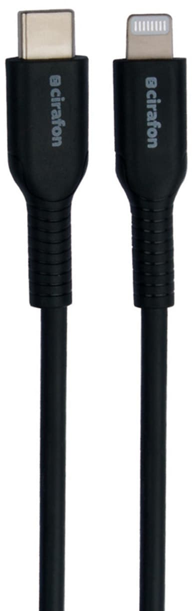 Cirafon USB-C til Lightning Hurtiglade-kabel – for iPhone/iPad 1.2m Svart