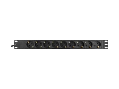 Deltaco PDU 9 x CEE 7/4, 1 x CEE 7/7, 2 m, sort 