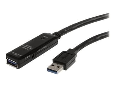 Startech 16.4ft Active USB 3.0 Extension Cable with AC Power Adapter 5m USB-A USB-A Svart
