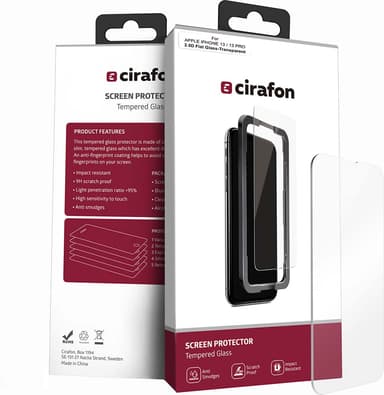 Cirafon Ultra-Wide (Double Tempered) 9H + Tool Skärmskydd iPhone 13 iPhone 13 Pro iPhone 14 iPhone 16e