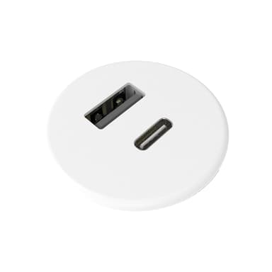 Axessline Powerdot Micro 1xUSB-A & 1xUSB-C Charging 5V 3A White 