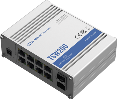 Teltonika 8-porttinen TSW200 PoE 240 W -kytkin 