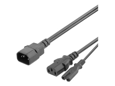 Deltaco Cable C14 To C13+c7 0.5m Black 0.5m C14 kopling C13 coupler + C7 coupler Sort
