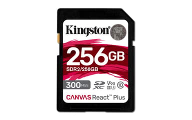 Kingston Technology 256 GB Canvas React Plus SDXC UHS-II 300R/260W U3 V90 i fuld HD/4K/8K 256GB SD UHS-II