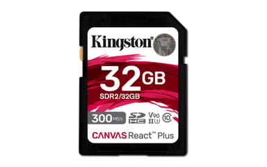 Kingston Technology 32 GB Canvas React Plus SDHC UHS-II 300R/260W U3 V90 i fuld HD/4K/8K 32GB SD UHS-II