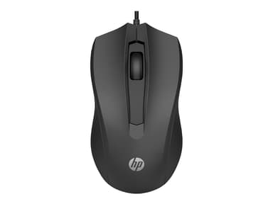 HP 100 muis met kabel USB-A Muis Zwart