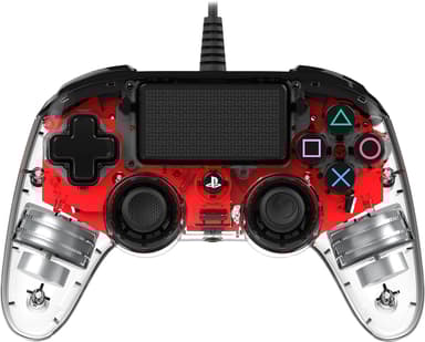 Nacon PS4OFCPADCLRED spelkonsoler Röd, Transparent USB Spelplatta Analog / Digital PC, PlayStation 4 Röd Transparent