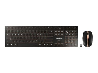 Cherry DW 9100 SLIM tastatur Mus inkludert Universell RF trådløs + Bluetooth Nordisk Sort Trådløs Cherry SX Nordisk