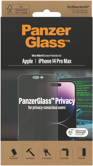 Panzerglass Ultra-wide Fit Privacy skärmskydd iPhone 14 Pro Max