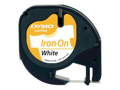 Dymo Tape LetraTag 12mm Iron-On Sort/Hvid 
