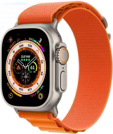 Apple Watch Ultra GPS + Cellular, 49mm Titanium Case with Orange Alpine Loop Small Titan