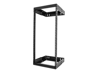 Startech StarTech.com Väggmonterat kraftigt 24U-nätverksrack med 2 stolpar, 19-tums serverrack med öppen ram och justerbart djup, väggmonterat datarack för IT/AV/patchpanel/datorutrustning - korgmuttrar och skruvar ingår 