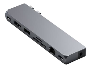 Satechi ST-UCPHMXM kannettavien tietokoneiden telakka ja porttitoistin 2 x USB 3.2 Gen 2 (3.1 Gen 2) Type-C Harmaa 2 x USB 3.2 Gen 2 (3.1 Gen 2) Type-C